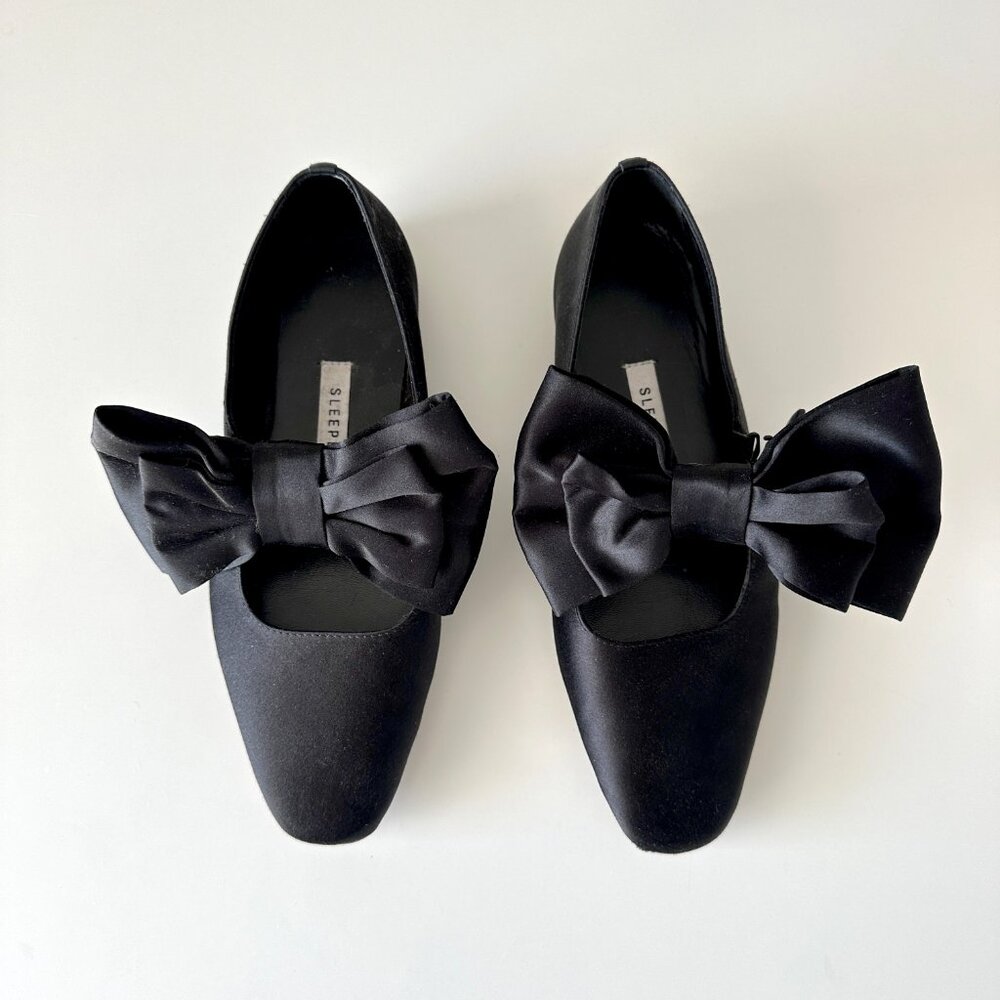 Daily Sleeper Satin Detachable Bow Ballet Flats